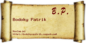 Bodoky Patrik névjegykártya